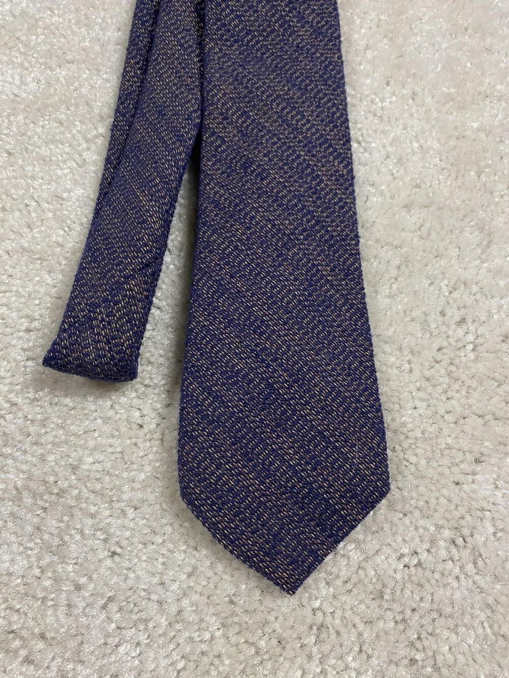 VTG Tonino Firenze Tie Mens‎ Blue Textured Polyester Skinny Necktie Menswear